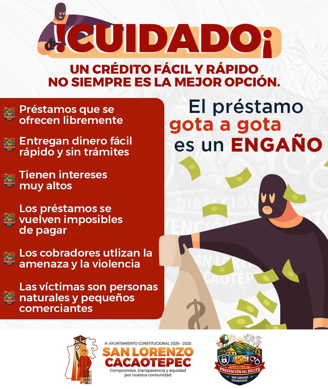 Advertencia sobre préstamos Gota a Gota